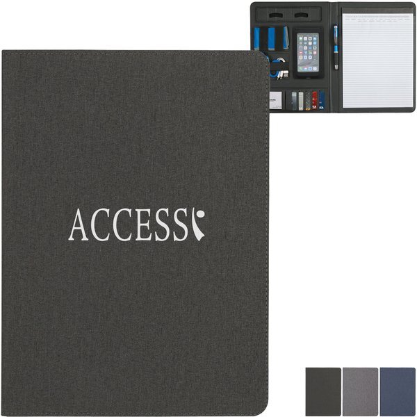 Heathered Polyester Padfolio, 9-1/2" x 13"