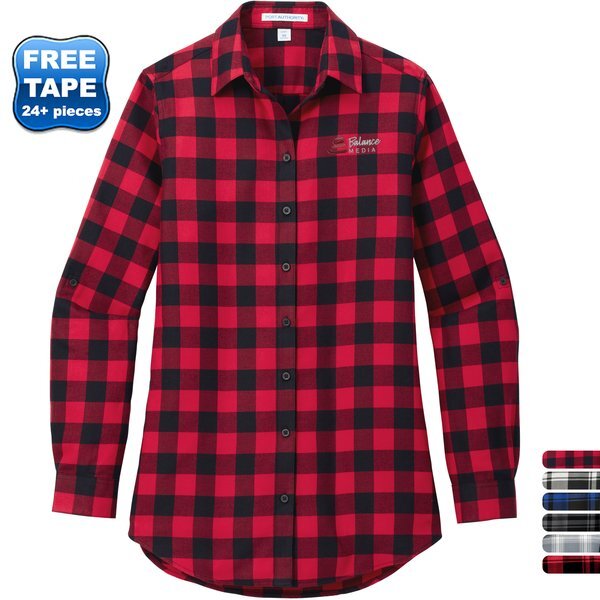 Port Authority® Plaid Cotton/Poly Flannel Ladies' Tunic