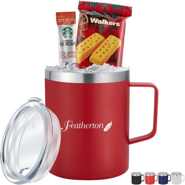 Shortbread Cookies, Starbucks® Via Coffee Packet & Slim Camping Mug Gift Set