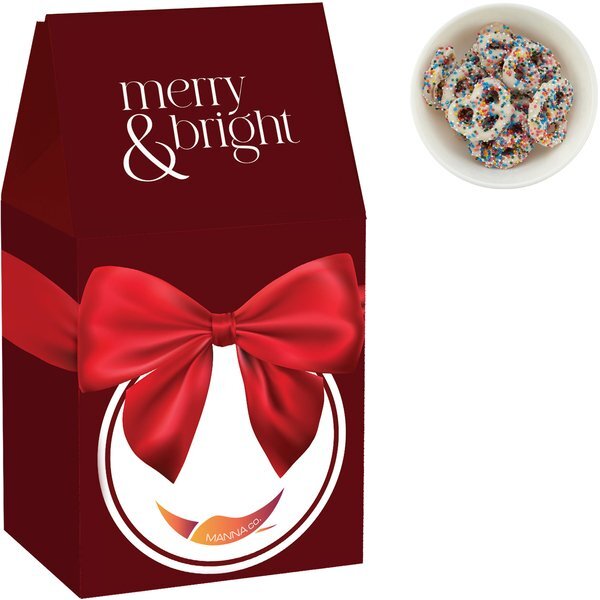 Milk Carton Box w/ Chocolate Pretzels with Rainbow Nonpareils