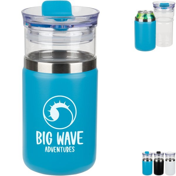 Tamari Glass Tumbler & Vacuum Insulated Can Cooler, 12oz.