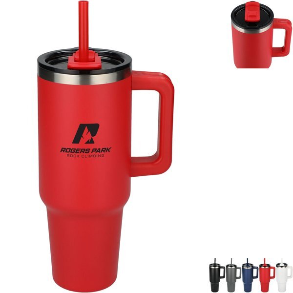 Pinnacle Vacuum Insulated Eco-Friendly Travel Tumbler w/ Straw, 40oz.