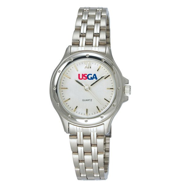 Encore Ladies Round Dial Silvertone Watch