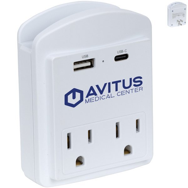 Flux Wall Charger & Phone Holder w/ Type-C, USB & AC Outlets