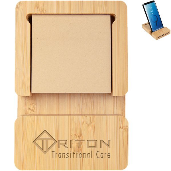 Bamboo Multi-Port HUB w/ Phone Holder & Sticky Notes