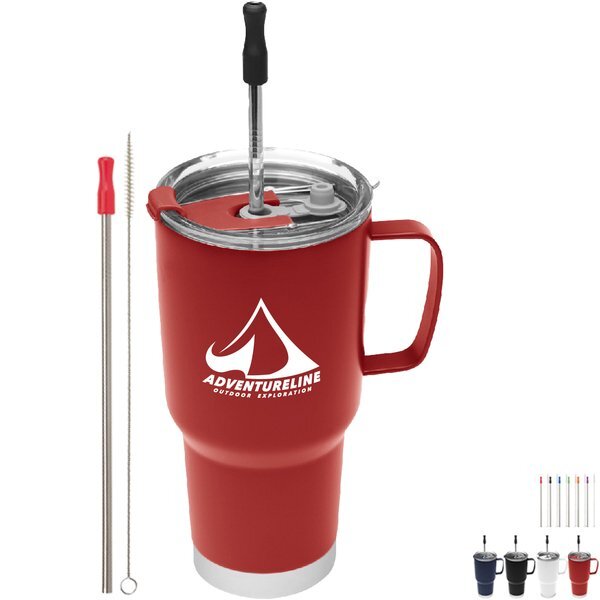 Fulton Stainless Steel Mug w/ Straw, 20oz.