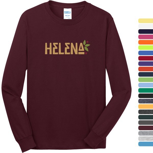 Port & Company® 100% Cotton Full Color Long Sleeve Men's Tee