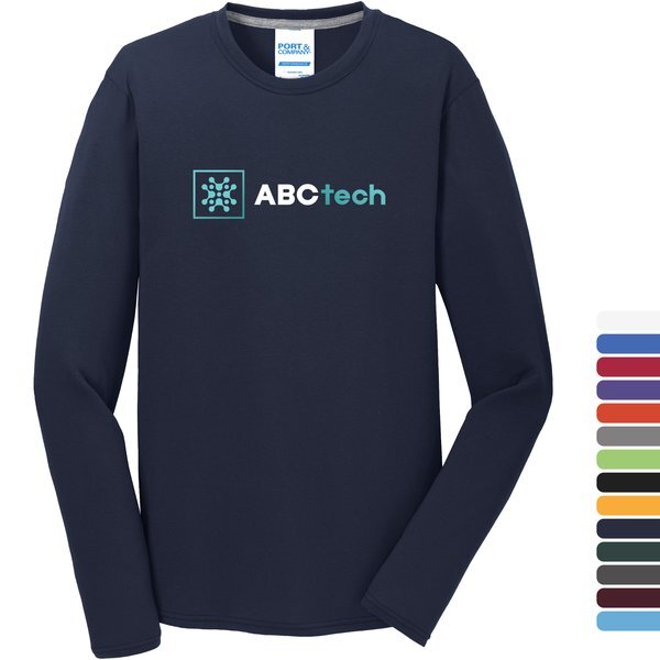 Port & Company® Essential Blended Full Color Men's Long Sleeve Performance Tee