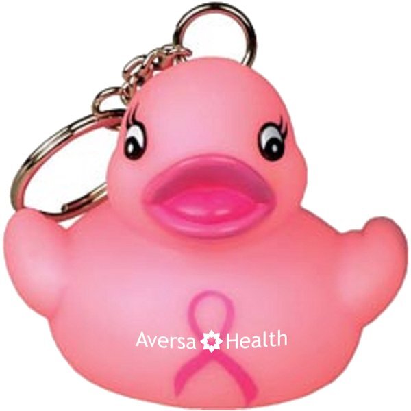 Mini Pink Ribbon Rubber Duck Key Chain