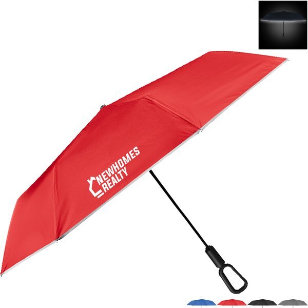 Reflective Umbrella w/ Carabiner Handle, 46" Arc