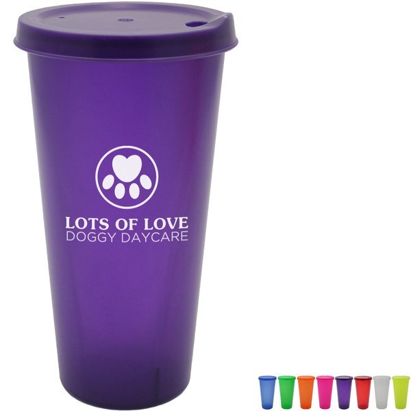 Plastic Colors Cup w/ Lid, 26oz.