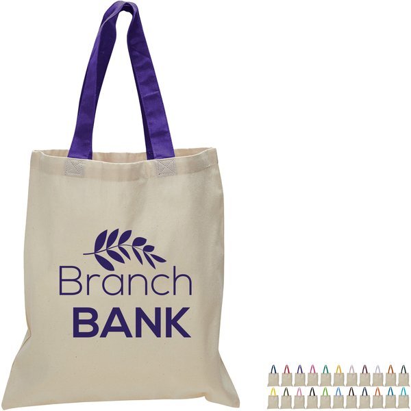 Economical Cotton Tote Bag with Colored Handles