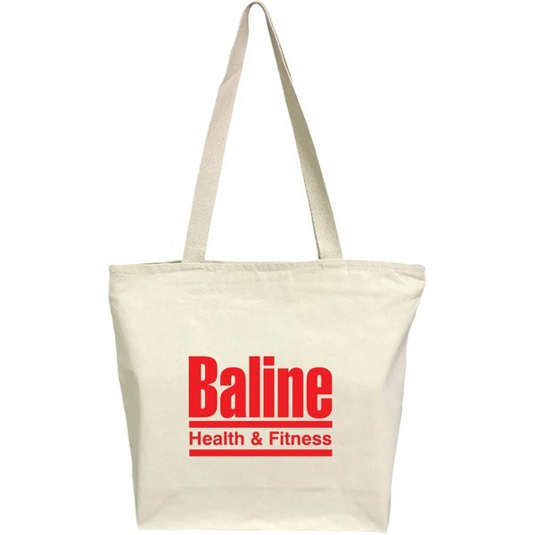 Medium Canvas Natural Zipper Tote Bag