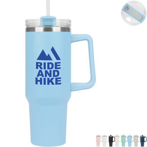 Riley Double Wall Stainless Steel Travel Mug w/ Straw, 40oz.