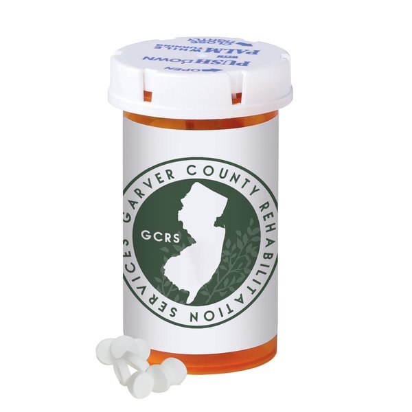 Sugar Free Peppermint Mini Mints in a Small Pill Bottle